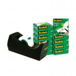 Scotch Magic Tape 810 19mm x 33m (Pack of 12) with Free Dispenser SM12 3M25910