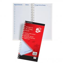 5 Star Office Things To Do Today Book Wirebound 6 Months 115 Pages 275x150mm 464165