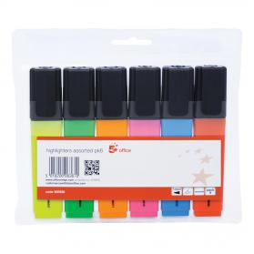 5 Star Office Highlighter Chisel Tip 1-5mm Line Wallet Assorted [Pack 6] 500925