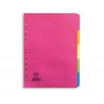 Elba Bright Subject Dividers 5-Part Card Multipunched Recyclable 160gsm A4 Assorted Ref 400008249 514632
