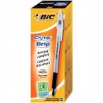 Bic Cristal Grip Ball Pen Medium Clear Barrel 1.0mm Tip 0.32mm Line Black Ref 802800 [Pack 20] 534772