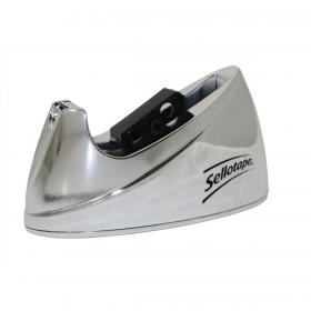 Sellotape Tape Dispenser Large Desktop Non-slip Roll Capacity 25mm Width 66m Length Chrome Ref 4640 573314
