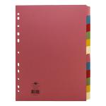 Concord Subject Dividers 12-Part Multipunched 160gsm A4 Assorted Ref 71499/J14 723095