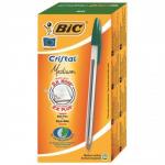 Bic Cristal Ball Pen Clear Barrel 1.0mm Tip 0.32mm Line Green Ref 8373629 [Pack 50] 780043