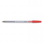 5 Star Office Ball Pen Clear Barrel Medium 1.0mm Tip 0.4mm Line Red [Pack 50] 901805
