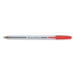 5 Star Office Ball Pen Clear Barrel Medium 1.0mm Tip 0.4mm Line Red [Pack 50] 901805