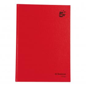 5 Star Office Manuscript Notebook Casebound 70gsm Ruled 192pp A4 Red [Pack 5] 912874