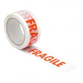 5 Star Office Printed Tape Fragile Polypropylene 48mmx66m Red Text on White [Pack 6] 922382