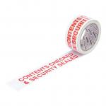 5 Star Office Printed Tape Contents Checked and Sealed Polypropylene 48mmx66m Red Text on White [Pack 6] 922420