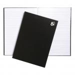 5 Star Office Notebook Casebound 75gsm Ruled 160pp A4 Black [Pack 5] 930280