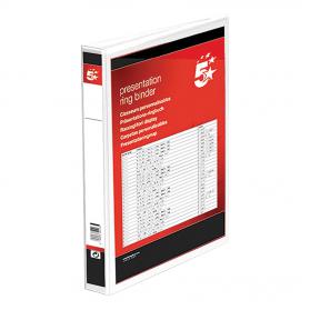5 Star Office Presentation Ring Binder Polypropylene 4 D-Ring 38mm Size A4 White [Pack 10] 933054