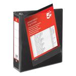 5 Star Office Presentation Ring Binder Polypropylene 4 D-Ring 50mm Size A4 Black [Pack 10] 933074