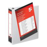 5 Star Office Presentation Ring Binder Polypropylene 4 D-Ring 50mm Size A4 White [Pack 10] 933082