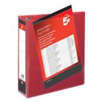 5 Star Office Presentation Ring Binder Polypropylene 4 D-Ring 65mm Size A4 Red [Pack 10] 933127