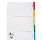 5 Star Elite Divider 5-Part Polypropylene Punched Reinforced Coloured-Tabs 120 Micron A4 White 940163