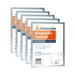 Announce Magnetic Frame A4 Silver (Pack of 5) AA01841 AA01841