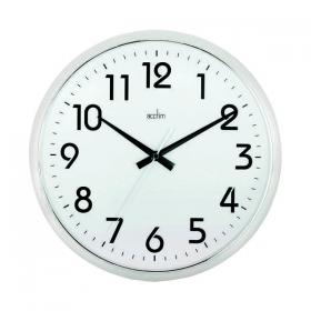 Acctim Orion Silent Sweep Wall Clock 320mm Chrome/White 21287