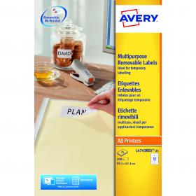 Avery Removable Labels 12 Per Sheet White (Pack of 300) L4743REV-25