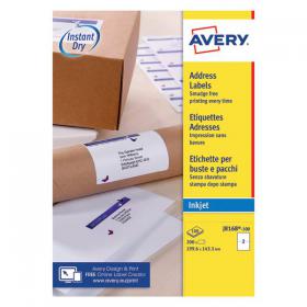 Avery Inkj Label 199.6x143.5mm 2 Per Sheet Wht (Pack of 200) J8168-100 AVJ8168