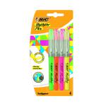 Bic Highlighter Flex Brush Tip Assorted Colours (Pack of 4) 942041 BC44892