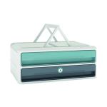 CEP MoovUp 2 Drawer Module Polystyrene with Key Lock and Handles Mint/Storm Grey 1091112961 CEP01481