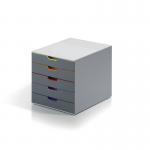 Durable Varicolor A4 Drawer Box with Five Colourful Drawers 7605/27