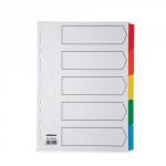 Initiative White Board A4 160gsm Divider 5 Part Coloured Mylar Tab