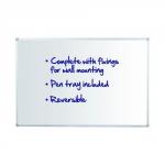 Initiative Reversible Non Magnetic Drywipe Board Aluminium Frame With Pen Tray 1200 x 900mm (4x3)