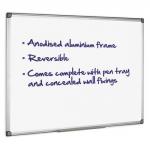 Initiative Magnetic Drywipe Board Anodised Aluminium Frame With Clip-on Pen Tray 900x600mm (3x2)