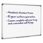 Initiative Magnetic Drywipe Board Anodised Aluminium Frame With Clip-on Pen Tray 1800x1200mm (6x4)