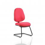 Luna Cantilever Chair Burgundy Fabric Without Arms