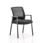 Metro Visitor Chair Black Fabric Black Mesh Back With Arms