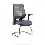 Relay Cantilever Leather Seat Silver Back With Arms