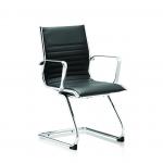 Ritz Cantilever Chair Black Bonded Leather With Arms