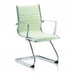 Ritz Cantilever Chair Ivory Bonded Leather With Arms