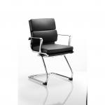 Savoy Cantilever Chair Black Bonded Leather With Arms