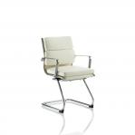 Savoy Cantilever Chair Ivory Bonded Leather With Arms