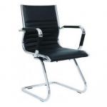 Heiro Cantilever Black Faux Leather Designer Chair With Arms