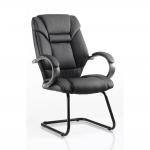 Galloway Cantilever Chair Black Leather With Arms