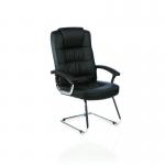 Moore Deluxe Visitor Cantilever Chair Black Leather With Arms