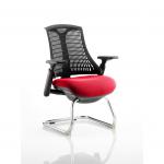 Flex Cantilever Chair Black Frame Black Back Bespoke Colour Seat Bergamot Cherry
