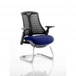Flex Cantilever Chair Black Frame Black Back Bespoke Colour Seat Stevia Blue