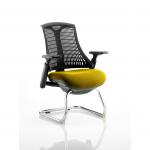 Flex Cantilever Chair Black Frame Black Back Bespoke Colour Seat Senna Yellow