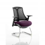 Flex Cantilever Chair Black Frame Black Back Bespoke Colour Seat Tansy Purple