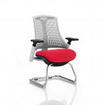 Flex Cantilever Chair White Frame White Back Bespoke Colour Seat Bergamot Cherry
