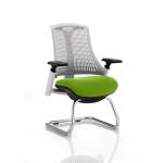 Flex Cantilever Chair White Frame White Back Bespoke Colour Seat Myrrh Green