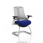 Flex Cantilever Chair White Frame White Back Bespoke Colour Seat Stevia Blue