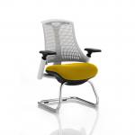 Flex Cantilever Chair White Frame White Back Bespoke Colour Seat Senna Yellow