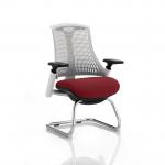 Flex Cantilever Chair White Frame White Back Bespoke Colour Seat Ginseng Chilli