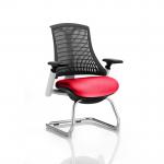Flex Cantilever Chair White Frame Black Back Bespoke Colour Seat Bergamot Cherry